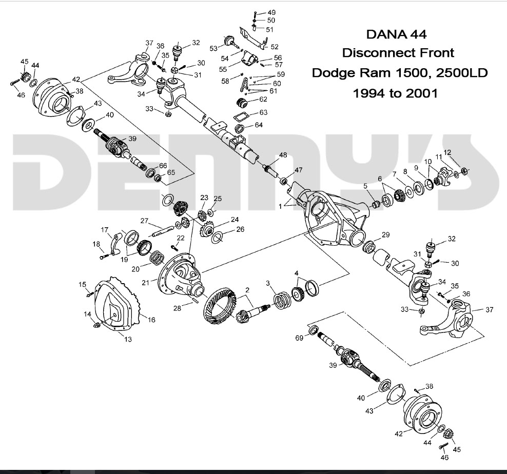 Dodge Dana 44 Disconnect Front Axle Parts For 94 To 02 Dodge Ram 4x4