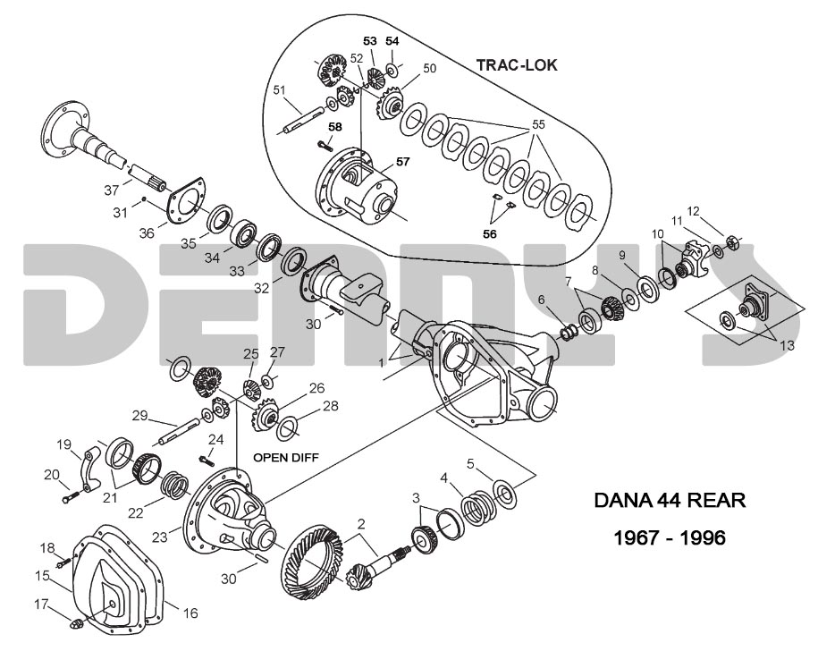 Dana 44 Rear end parts for 1967 to 1996 Jeeps at Denny's Driveshafts